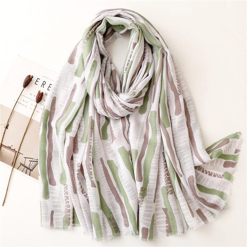 Aztec Floral Tassel Viscose Shawl Scarf - Jazmie Jamaludin