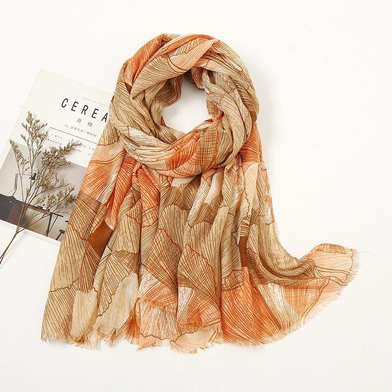 Aztec Floral Tassel Viscose Shawl Scarf - Jazmie Jamaludin