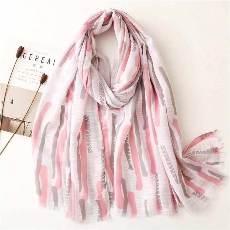 Aztec Floral Tassel Viscose Shawl Scarf - Jazmie Jamaludin
