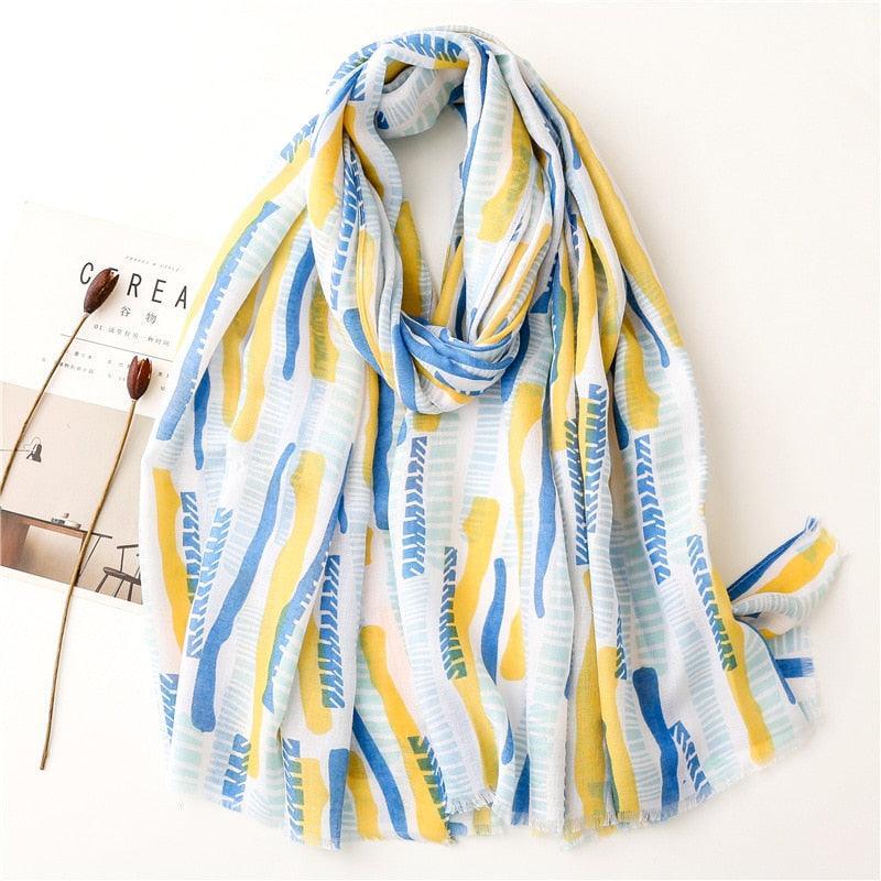 Aztec Floral Tassel Viscose Shawl Scarf - Jazmie Jamaludin