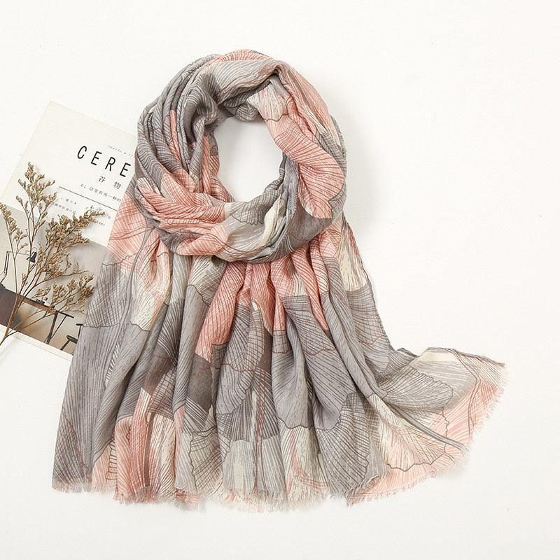 Aztec Floral Tassel Viscose Shawl Scarf - Jazmie Jamaludin