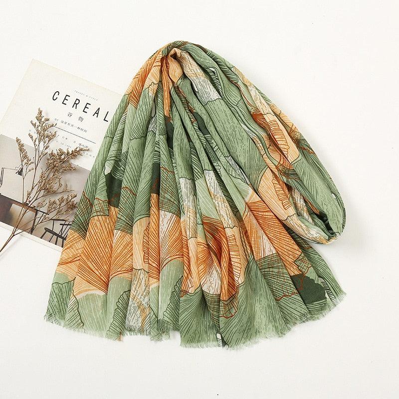 Aztec Floral Tassel Viscose Shawl Scarf - Jazmie Jamaludin