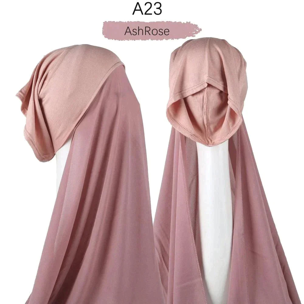 Muslim Women Pinless Hijab Chiffon With Inner Caps - Jazmie Jamaludin