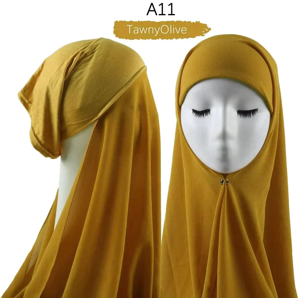 Muslim Women Pinless Hijab Chiffon With Inner Caps - Jazmie Jamaludin