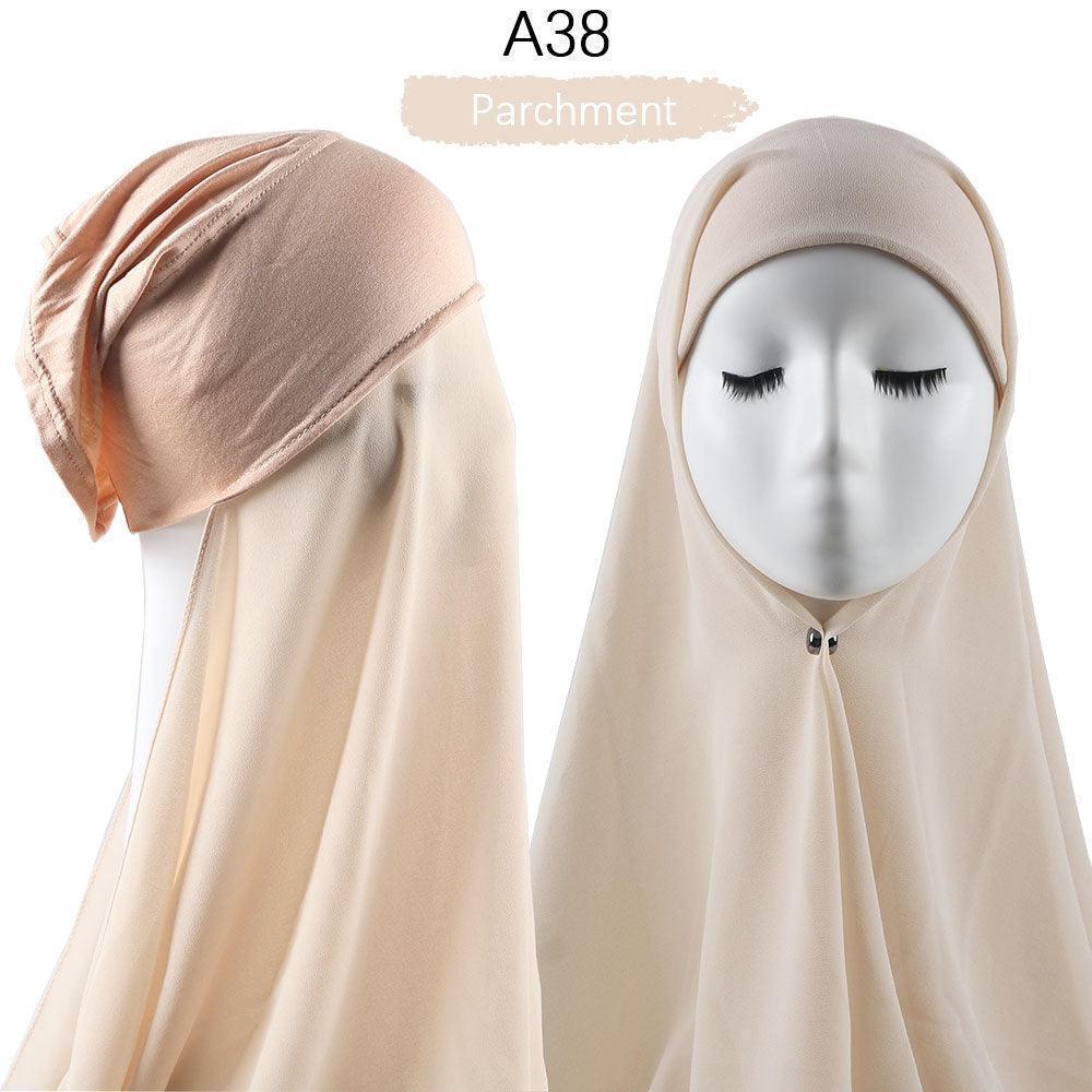Muslim Women Pinless Hijab Chiffon With Inner Caps - Jazmie Jamaludin