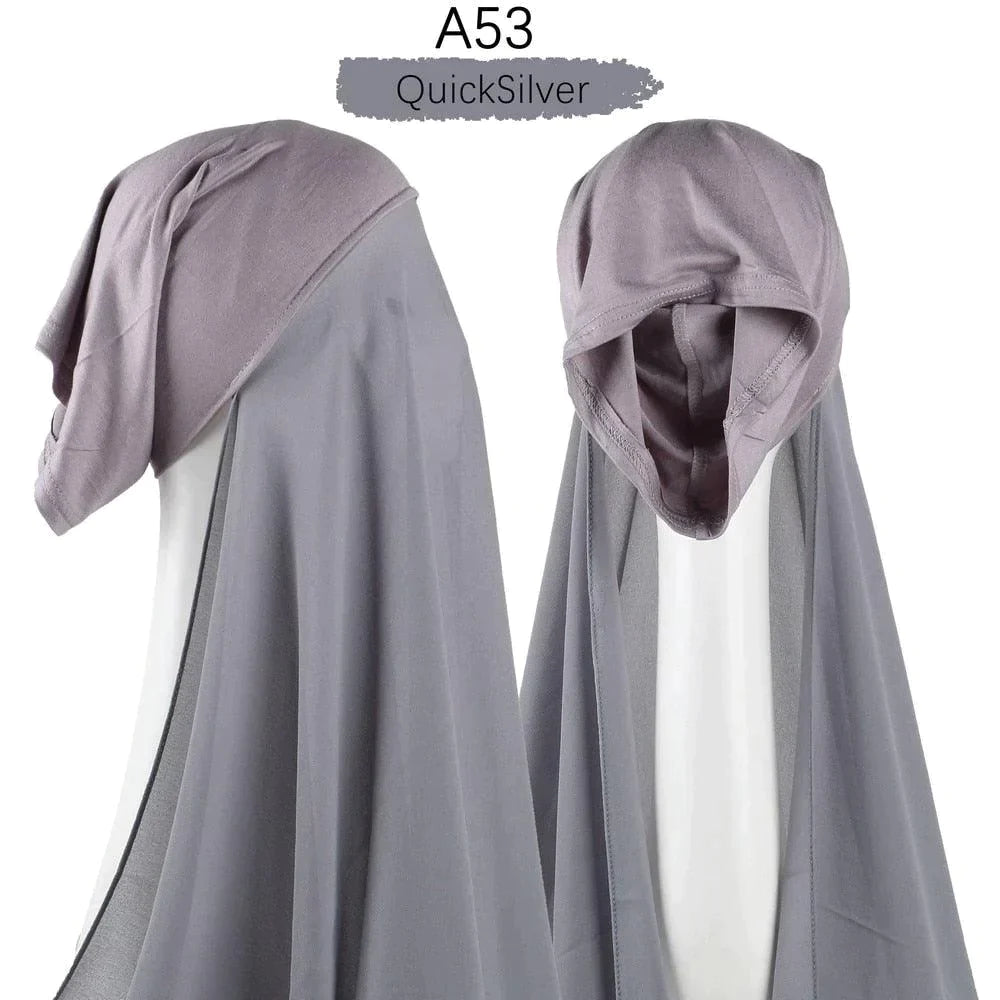 Muslim Women Pinless Hijab Chiffon With Inner Caps - Jazmie Jamaludin