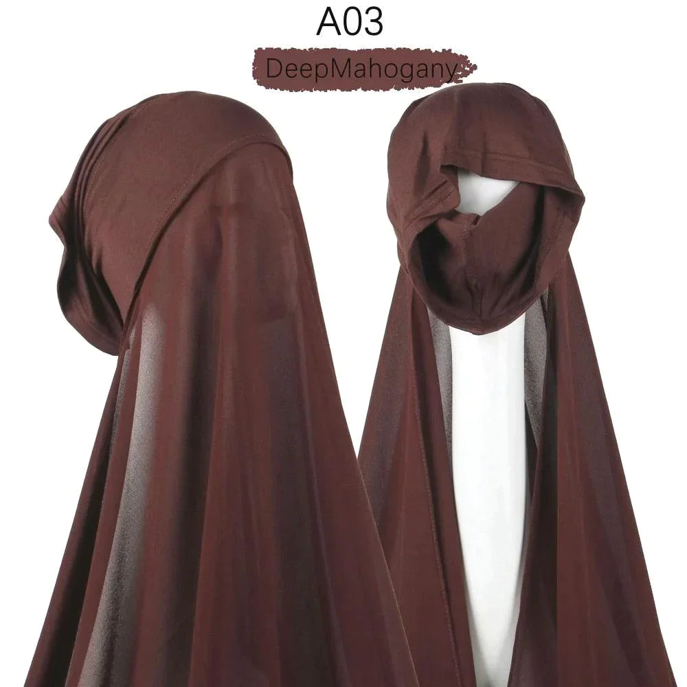 Muslim Women Pinless Hijab Chiffon With Inner Caps - Jazmie Jamaludin