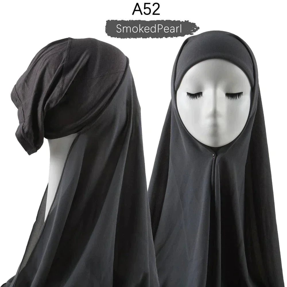 Muslim Women Pinless Hijab Chiffon With Inner Caps - Jazmie Jamaludin