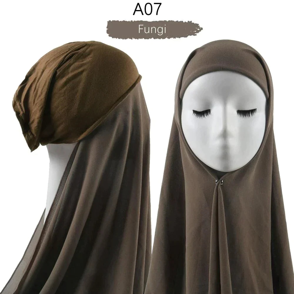 Muslim Women Pinless Hijab Chiffon With Inner Caps - Jazmie Jamaludin