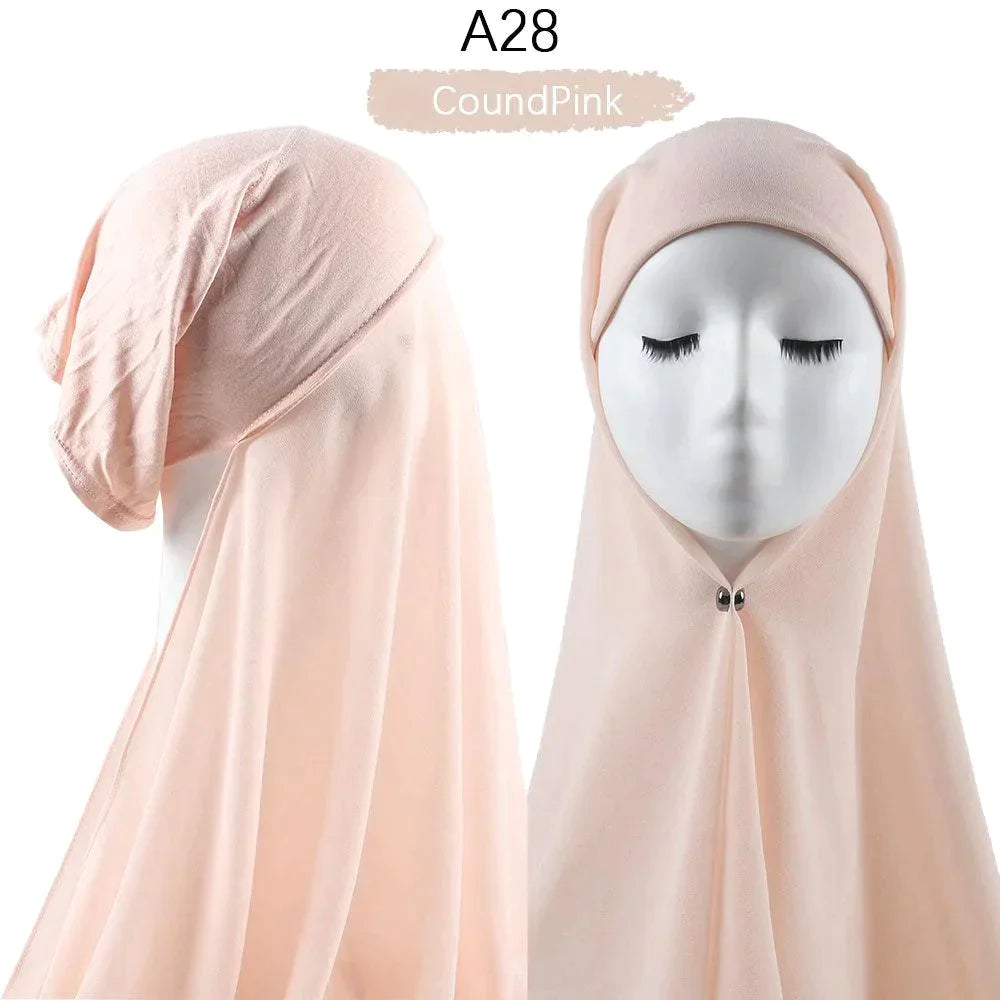 Muslim Women Pinless Hijab Chiffon With Inner Caps - Jazmie Jamaludin