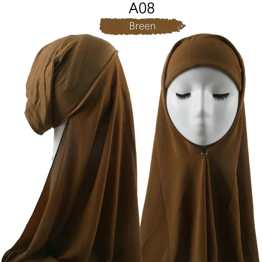 Muslim Women Pinless Hijab Chiffon With Inner Caps - Jazmie Jamaludin