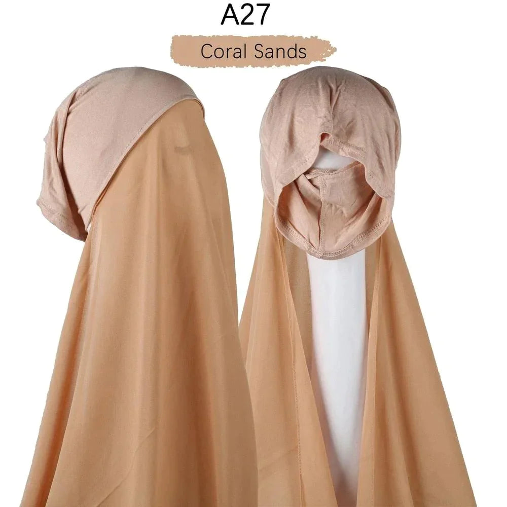 Muslim Women Pinless Hijab Chiffon With Inner Caps - Jazmie Jamaludin
