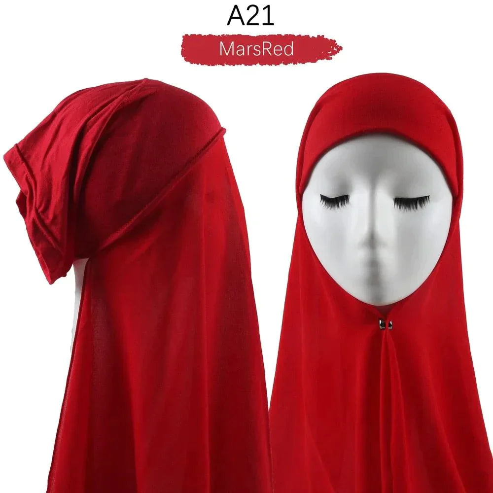 Muslim Women Pinless Hijab Chiffon With Inner Caps - Jazmie Jamaludin