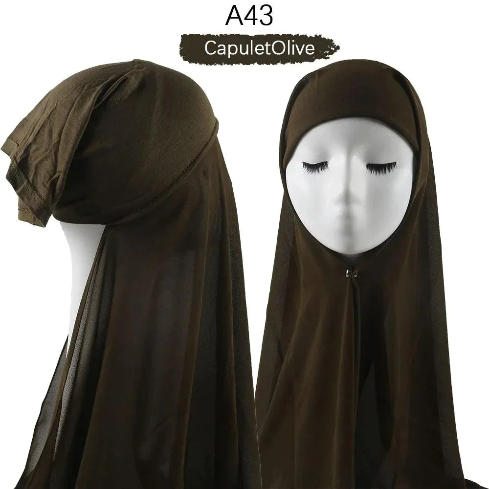 Muslim Women Pinless Hijab Chiffon With Inner Caps - Jazmie Jamaludin