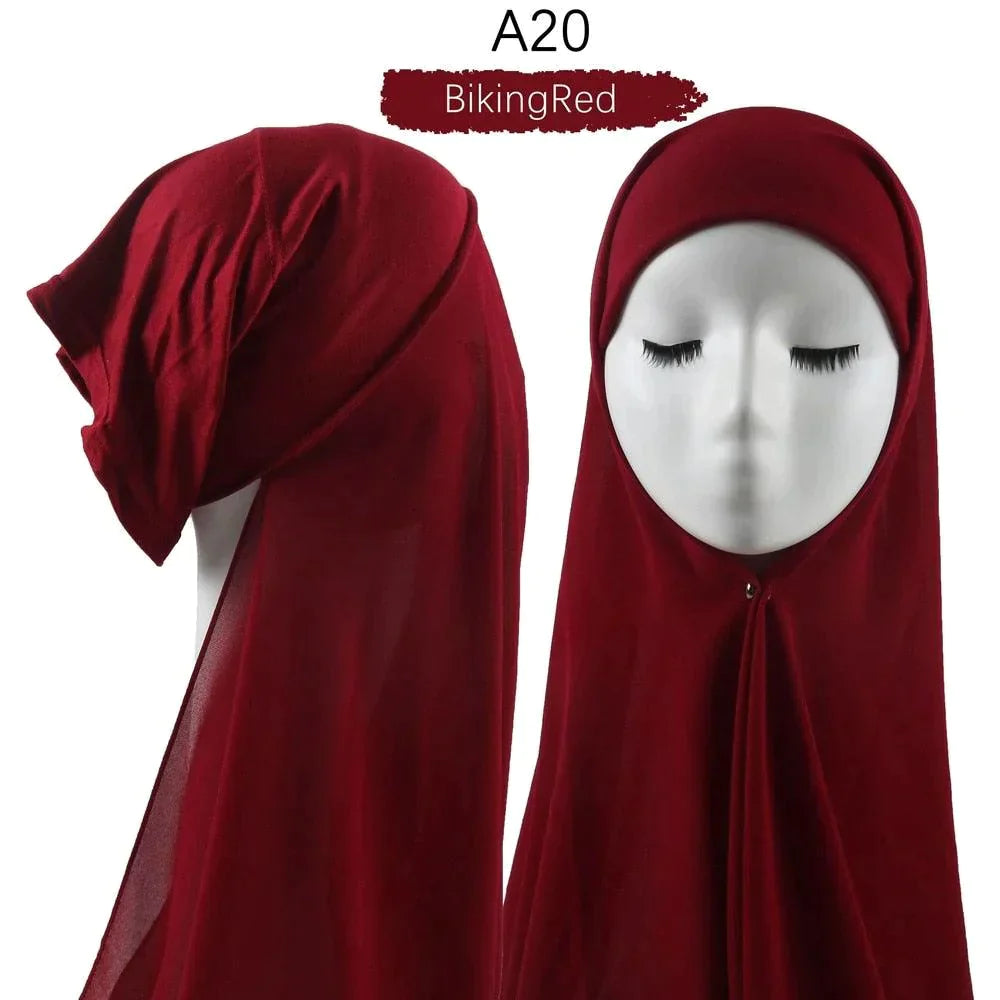 Muslim Women Pinless Hijab Chiffon With Inner Caps - Jazmie Jamaludin