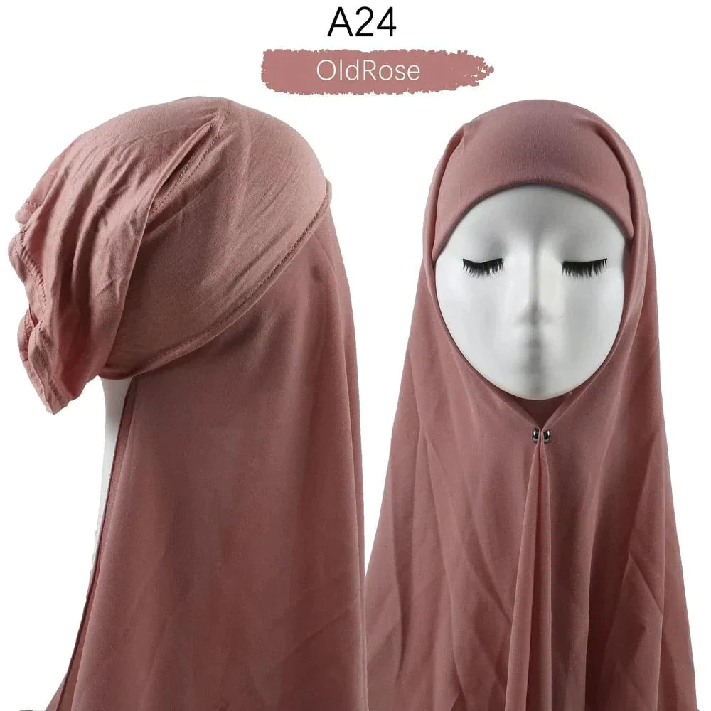 Muslim Women Pinless Hijab Chiffon With Inner Caps - Jazmie Jamaludin