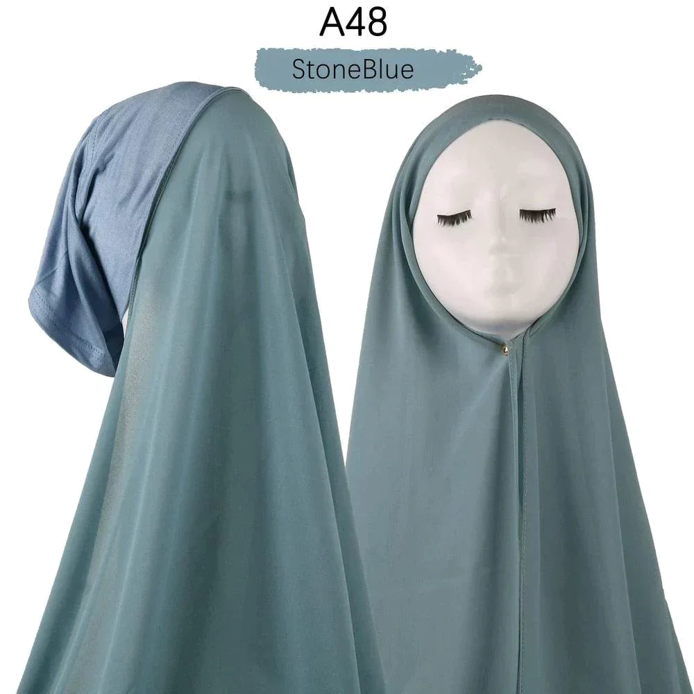 Muslim Women Pinless Hijab Chiffon With Inner Caps - Jazmie Jamaludin