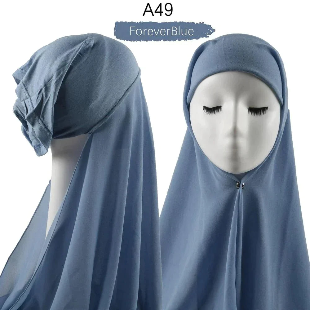 Muslim Women Pinless Hijab Chiffon With Inner Caps - Jazmie Jamaludin