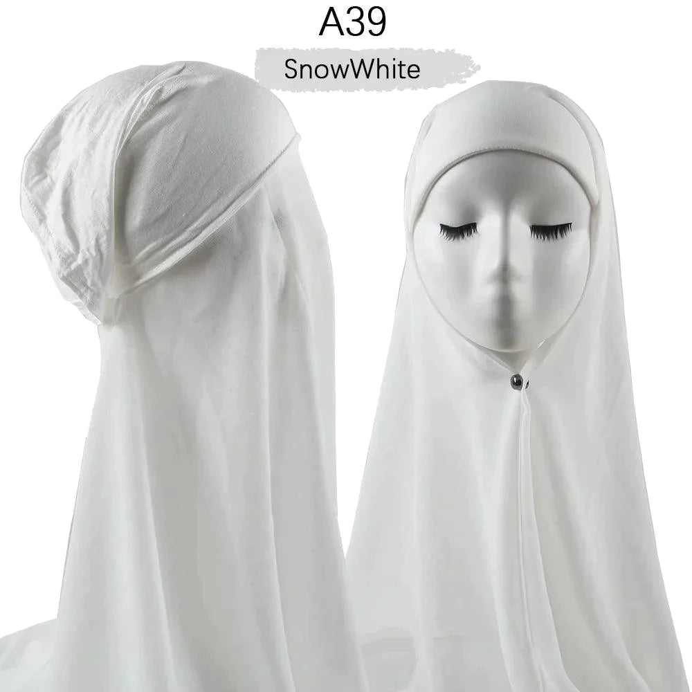 Muslim Women Pinless Hijab Chiffon With Inner Caps - Jazmie Jamaludin