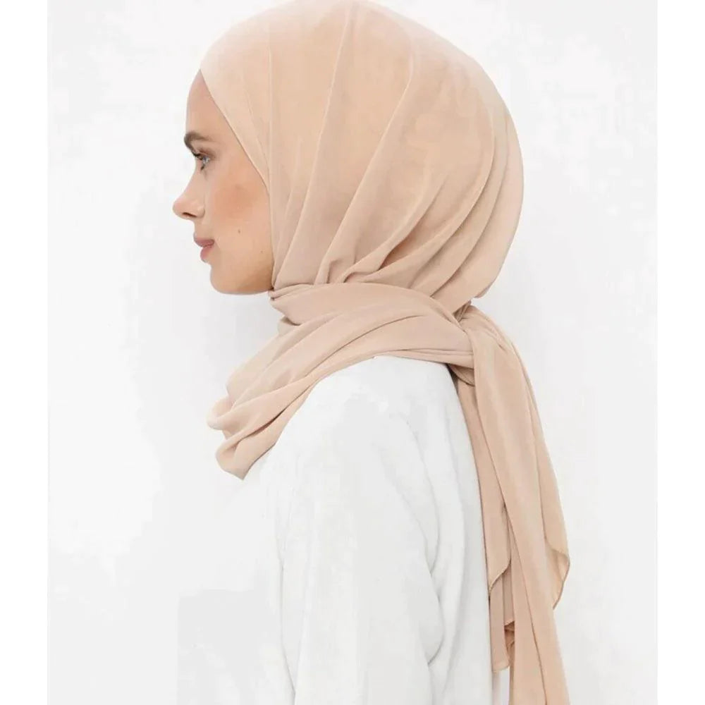 Muslim Women Pinless Hijab Chiffon With Inner Caps - Jazmie Jamaludin