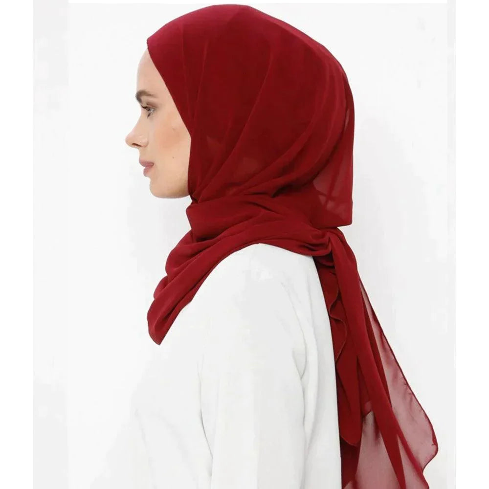 Muslim Women Pinless Hijab Chiffon With Inner Caps - Jazmie Jamaludin