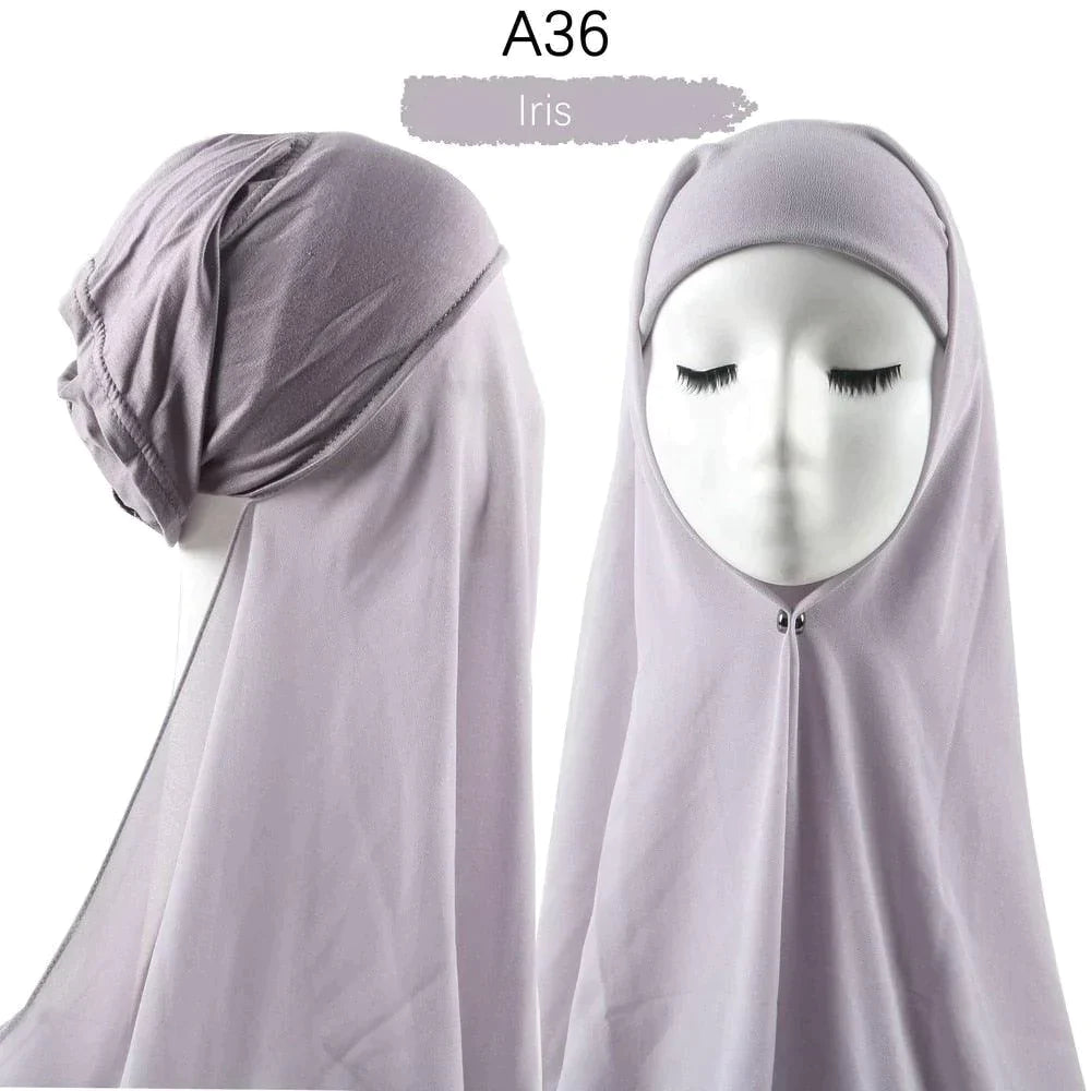 Muslim Women Pinless Hijab Chiffon With Inner Caps - Jazmie Jamaludin