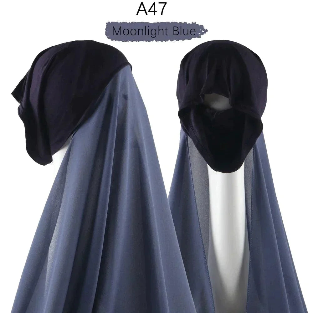Muslim Women Pinless Hijab Chiffon With Inner Caps - Jazmie Jamaludin