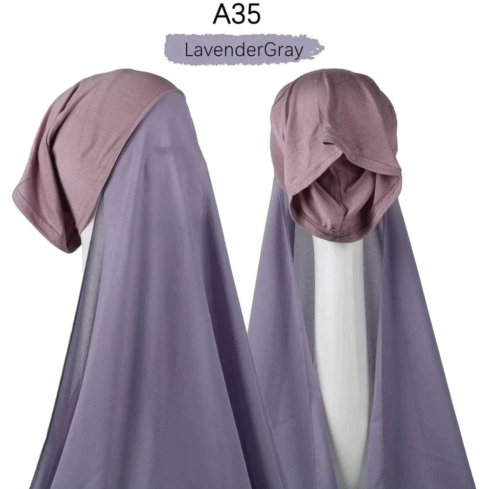 Muslim Women Pinless Hijab Chiffon With Inner Caps - Jazmie Jamaludin