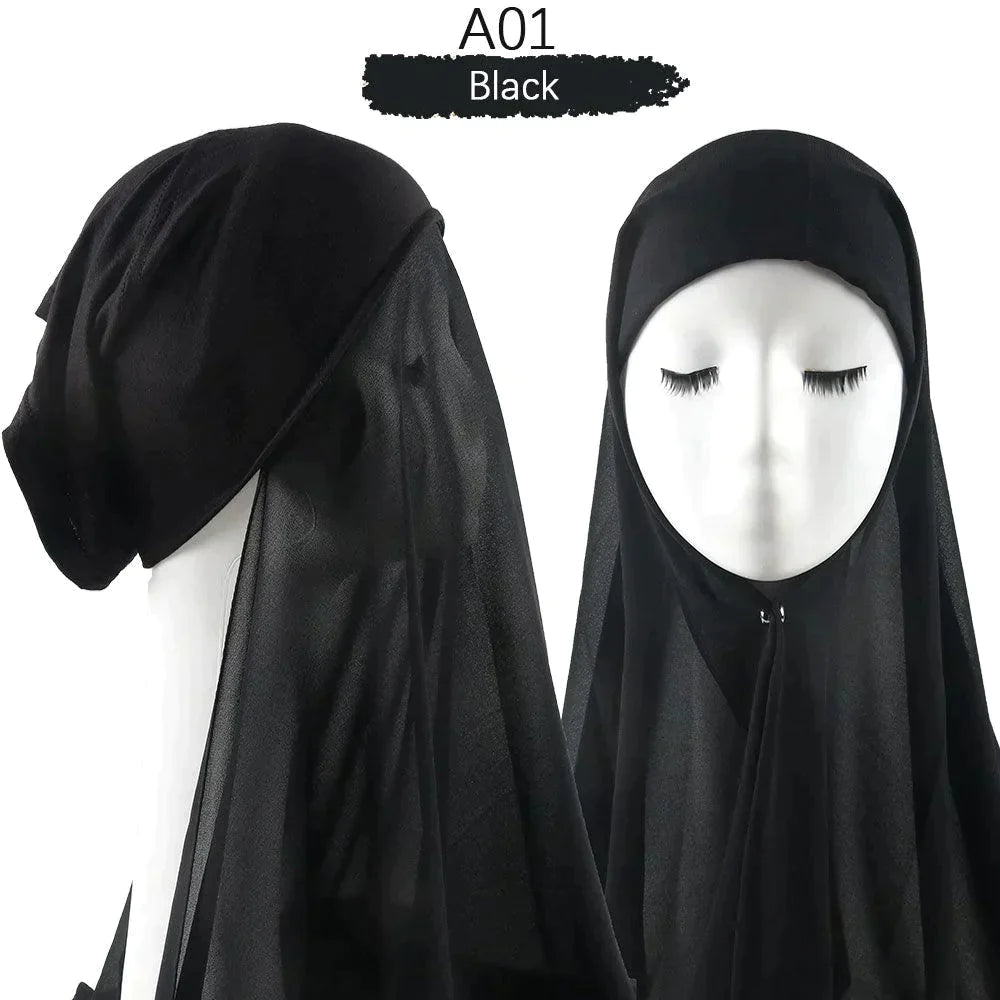 Muslim Women Pinless Hijab Chiffon With Inner Caps - Jazmie Jamaludin
