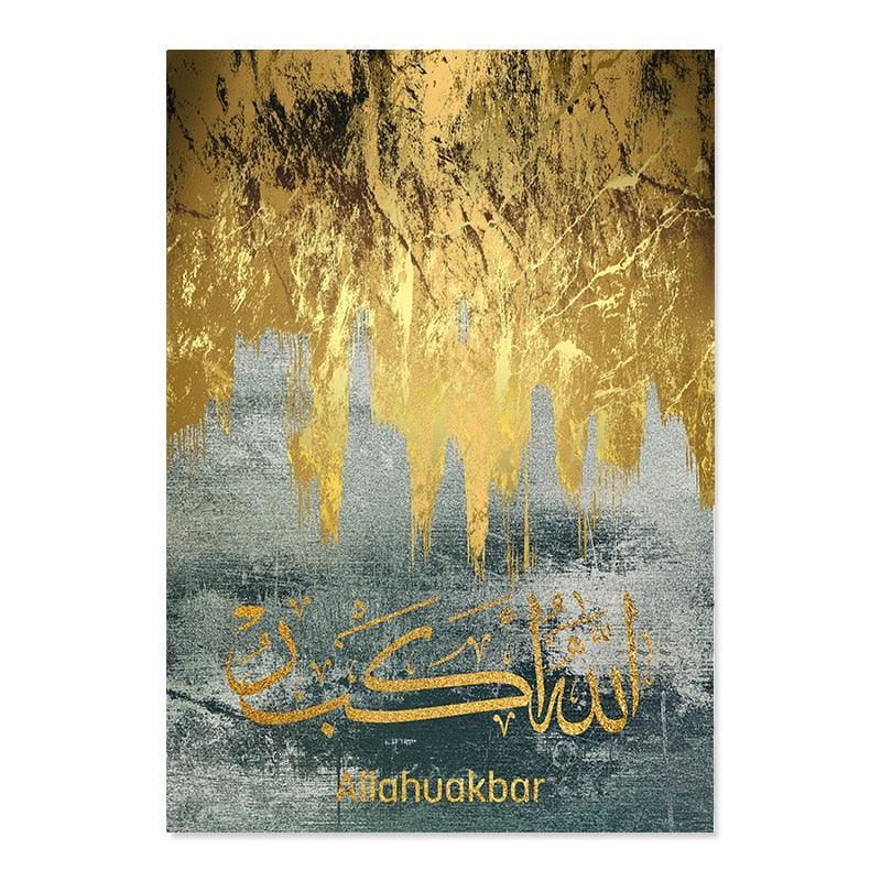 Islamic Calligraphy Modern Gold Marble Canvas - Jazmie Jamaludin