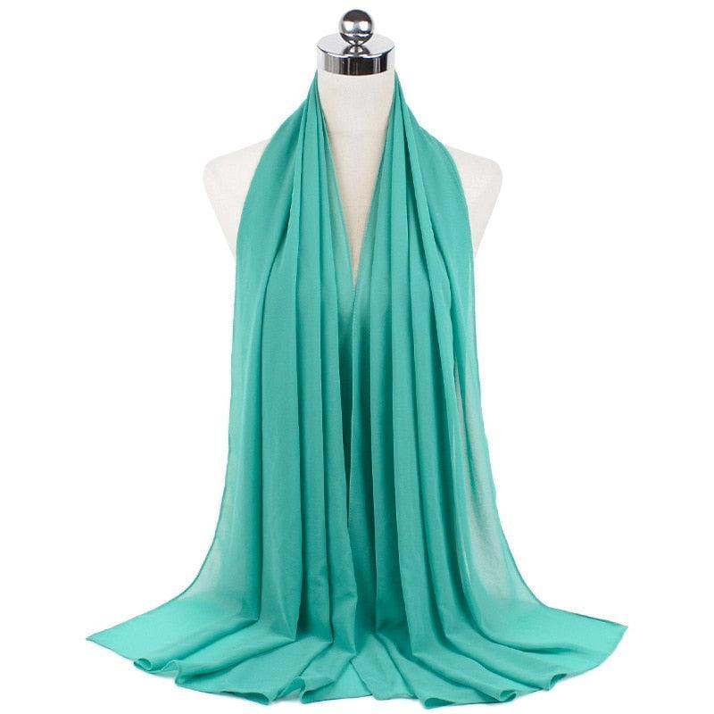 Muslim Chiffon Hijab Shawls Scarf Women Solid Color - Jazmie Jamaludin