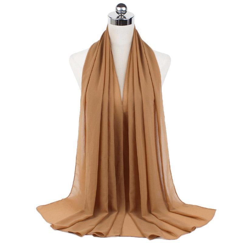 Muslim Chiffon Hijab Shawls Scarf Women Solid Color - Jazmie Jamaludin