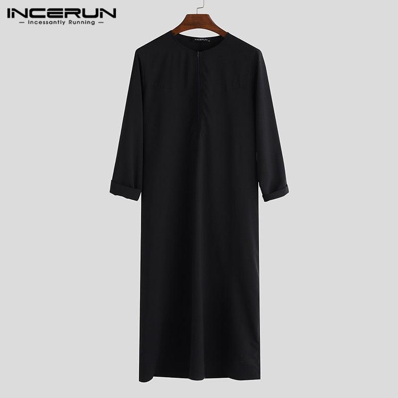 Muslim Kaftan Men Long Sleeve Zipper Loose Jubah - Jazmie Jamaludin