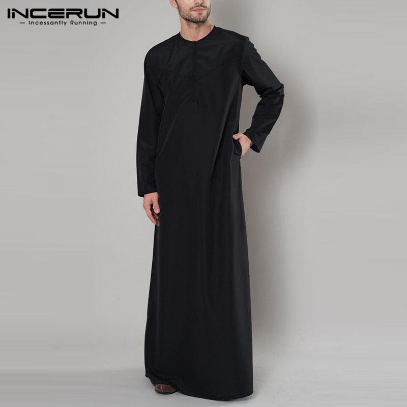 Muslim Kaftan Men Long Sleeve Zipper Loose Jubah - Jazmie Jamaludin