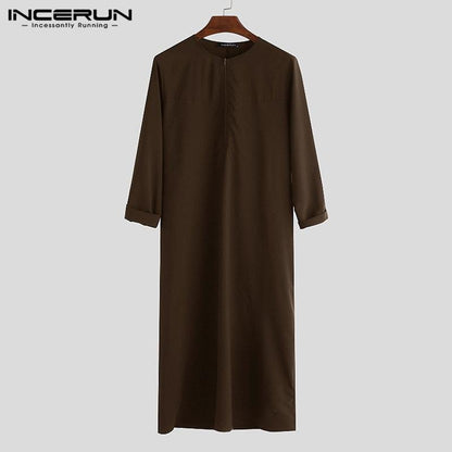 Muslim Kaftan Men Long Sleeve Zipper Loose Jubah - Jazmie Jamaludin