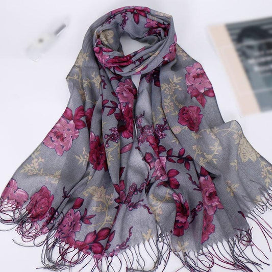 New Tassels Women Printed Floral Scarf - Jazmie Jamaludin